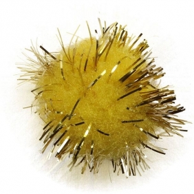 Pompony brokatowe, 15 szt. - żółte (338545)