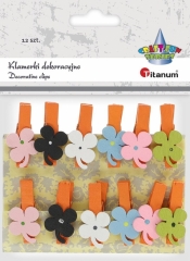Klamerki dekoracyjne, 12 szt. - kwiatki (399113)