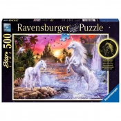 Ravensburger, Puzzle 500: Jednorożce nad rzeką (świecące w ciemności) (148738)