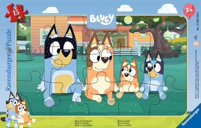 Puzzle 15 Bluey & Family Frame