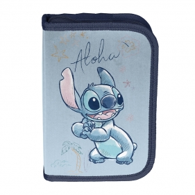 Piórnik jednokomorowy z wyposażeniem - Stitch - Blue Aloha
