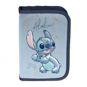 Piórnik jednokomorowy z wyposażeniem - Stitch - Blue Aloha