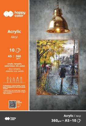 Blok do akrylu Art., A5/10 ark, 360g, Happy Color