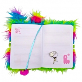 Pamiętnik z kłódką 3D A5, 96k - włochacz Rainbow Alpaca