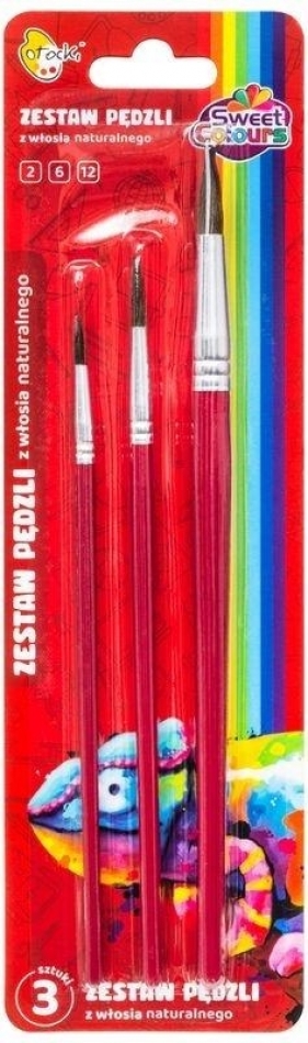Pędzle włosia naturalnego nr: 2, 6, 12 3szt