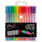 Kidea, Długopisy żelowe Fluo, 12 kolorów