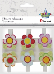 Ozdoba drewniana Titanum Craft-fun klamerki kwiatki 6 szt