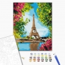  Malowanie po numerach BRUSHME 40x50 cm kwiatowy widok na wieżę Eiffla