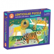 Mudpuppy, puzzle soczewkowe z ruchomym obrazkiem 3D - Duże i małe koty, 75 el.