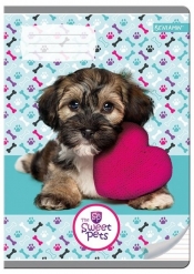 Zeszyt A5 The Sweet Pets w trzy linie 16 kartek Pies linia dwukolorowa 10 sztuk