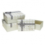 Pudełko prostokątne z kokardą 3szt ROZETTE