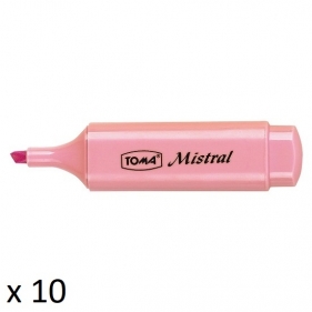 Zakreślacze TOMA Mistral TO-334, 10 szt. - pastelowy różowy