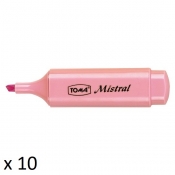 Zakreślacze TOMA Mistral TO-334, 10 szt. - pastelowy różowy