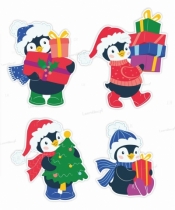 Dekoracje zimowe - Pingwiny 4el