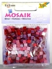 Mozaika kamyczki brokatowe 5x5mm różowe