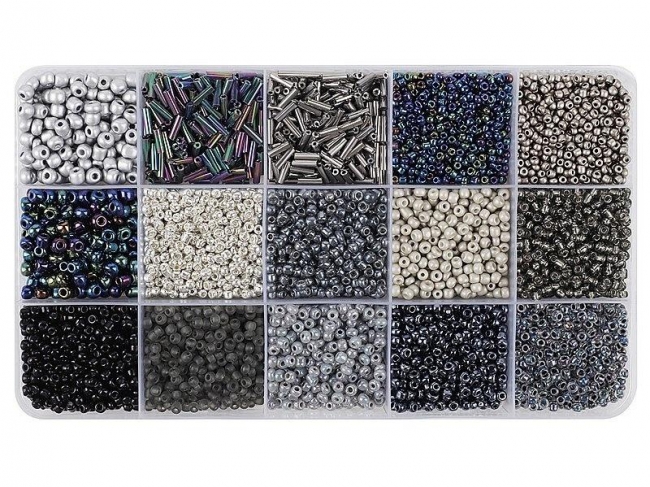 Koraliki DIY odcienie czarne i szare