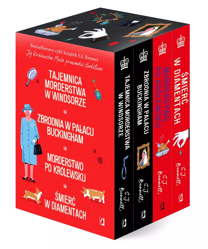 <img src='https://webimage.pl/pics/752/6/d5906302606023.png' style='height:440px' /> Pakiet: Tajemnica morderstwa w Windsorze, Zbrodnia w pałacu Buckingham, Morderstwo po królewsku, Śmierć w diamentach