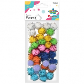 Pompony brokatowe, 110 szt. - mix kolorów (338550)