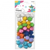 Pompony brokatowe, 110 szt. - mix kolorów (338550)