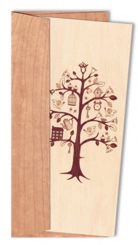 Karnet DL z drewnianą kopertą Drzewo życia