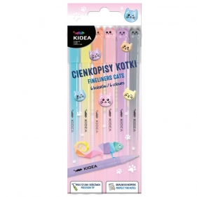 Cienkopisy Kidea - Kotki, 6 kolorów