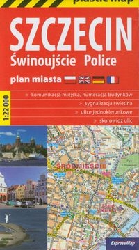 Szczecin, Świnoujście, Police- plan miasta 1:22 000 (foliowana)