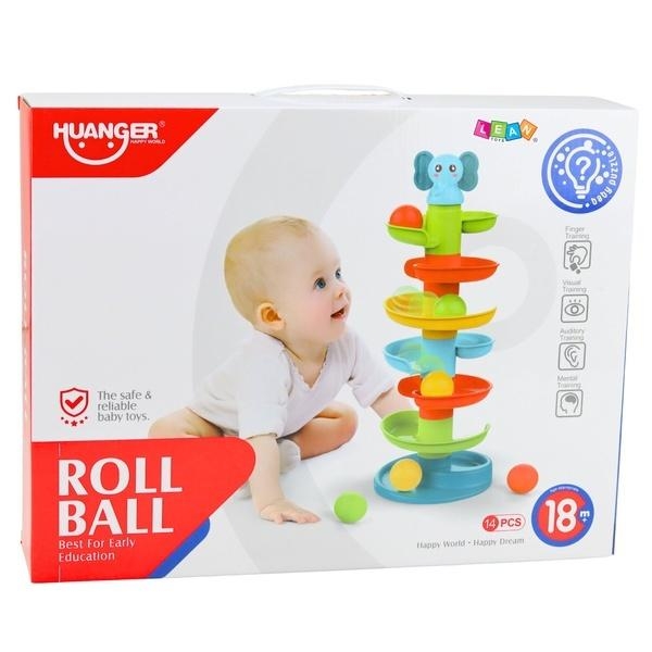 Zjeźdżalnia sensoryczna dla piłek ze słonikiem