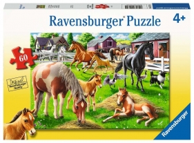 Ravensburger, Puzzle 60: Szczęśliwe konie (05175) (Uszkodzone opakowanie)