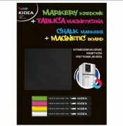 Zestaw tablica A4 na magnes + markery kredowe - 4 kolory