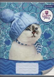 Zeszyt A5 w trzy linie 16 kartek Kot The Sweet Pets 10 sztuk mix