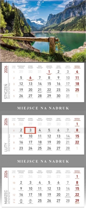 Kalendarz 2026 trójdzielny - Górskie Jezioro