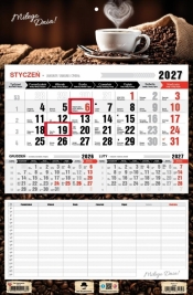 Kalendarz 2027 jednodzielny z planem zajęć - kawa