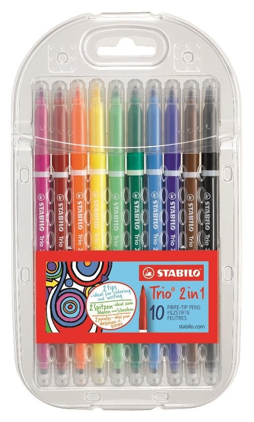 <img src='https://webimage.pl/pics/757/5/d786407.jpg' style='height:440px' /> Pisaki dwustronne Stabilo Trio 2w1 etui 10 sztuk