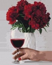 Malowanie po numerach - Piwonia i wino 40x50cm