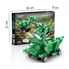 Klocki CADA. Zdalnie sterowana figurka Zielony Dinozaur. Triceratops RC Dual Mode. 317 elementów