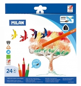 Kredki akwarelowe Milan 431 trójkątne, 24 kolory w kartonowym opakowaniu (0742324)