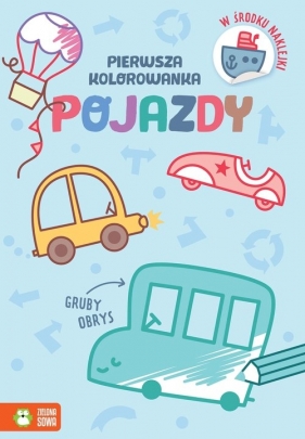 Pierwsza kolorowanka.Gruby obrys. Pojazdy