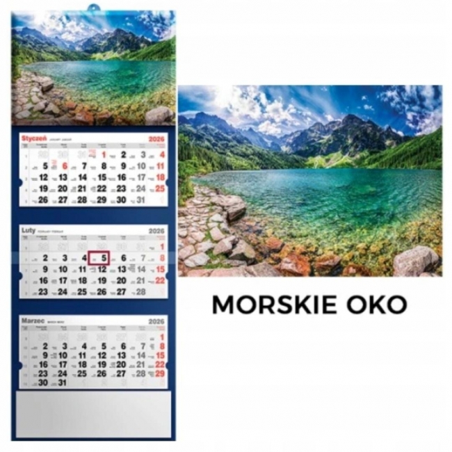 <img src='https://webimage.pl/pics/760/1/d5901421111052.jpg' style='height:440px' /> Kalendarz 2026 trójdzielny Morskie Oko