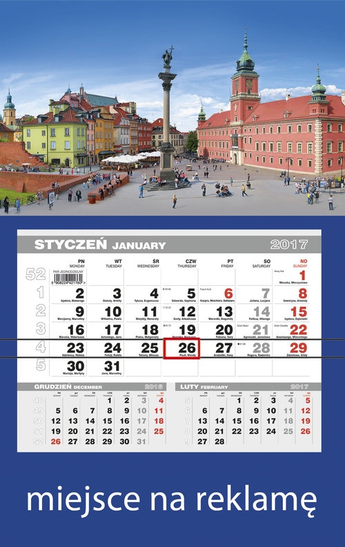 Kalendarz 2017 jednodzielny