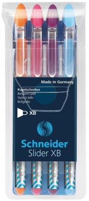 Zestaw długopisów Schneider Slider Basic XB 4 sztuki mix kolorów neonowych (151297)