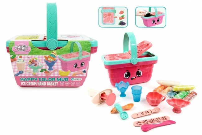 Ciastolina koszyczek różowy do zabawy z foremkami