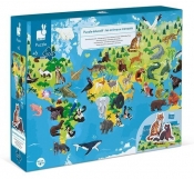 Janod, puzzle edukacyjne z figurkami 3D, 200 elementów - Zagrożone gatunki (J02676)