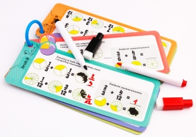 Karty edukacyjne – Ułamki, 15 kart, 2 pisaki, Happy Color