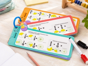 Karty edukacyjne – Ułamki, 15 kart, 2 pisaki, Happy Color
