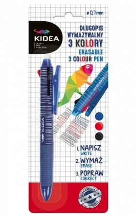 Długopis wymazywalny trzykolorowy Kidea (DRF-077762)