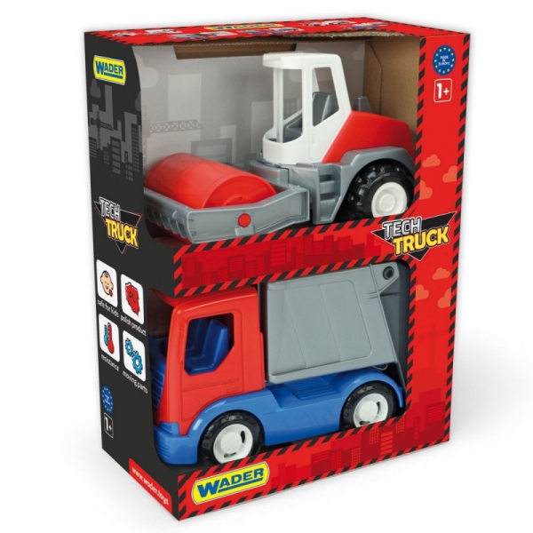 Tech Truck Śmieciarka i walec w kartonie (35376)