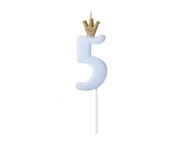 Świeczka urodzinowa 5 jasny niebieski 9,5cm