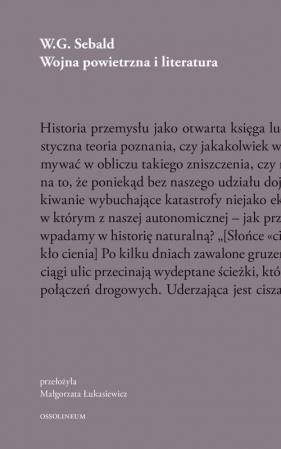 Wojna powietrzna i literatura - W.G. Sebald