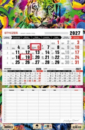 Kalendarz 2027 jednodzielny z planem zajęć - grafiti