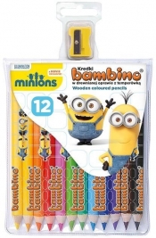 Kredki Bambino w drewnianej oprawie z nadrukiem 12 kol. Minionki + temperówka